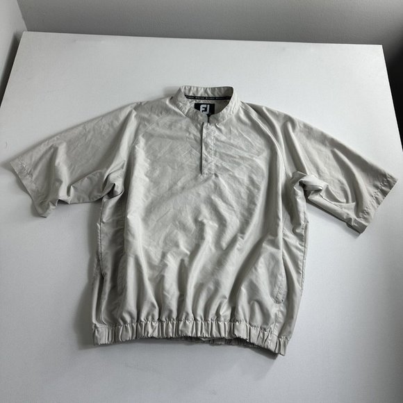 Footjoy‎ Quarter Snap Golf Short Sleeve Pullover Mens Size L Beige Windbreaker - Picture 1 of 10
